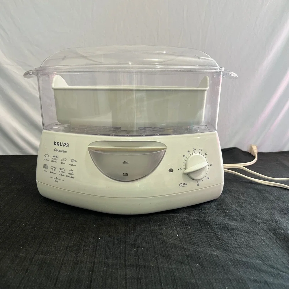 Krups Optisteam White Electric Food Steamer with 60‎ Minute Timer and Rice Bowl